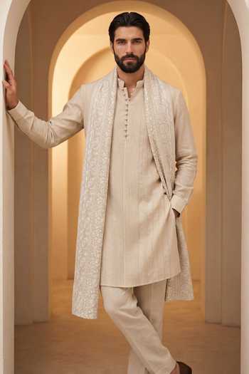 Amit Arora Linen Pintuck Kurta Set 