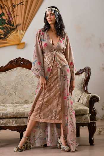 Shehlaa Khan Printed Kaftan Skirt Set 