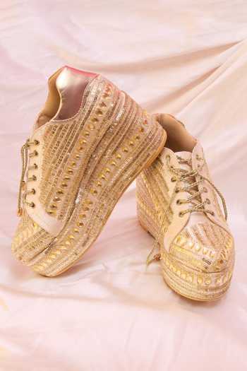 Tiesta Bead Embroidered Sneaker Wedges