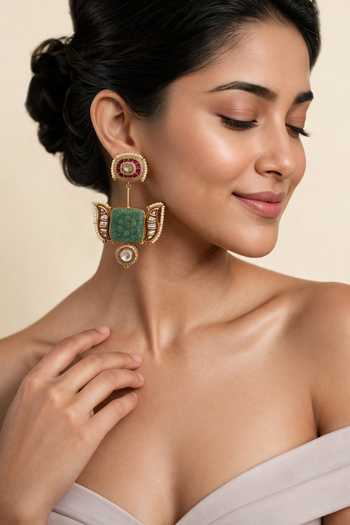 Vivinia By Vidhi Mehra Handmade Kundan Statement Earrings 