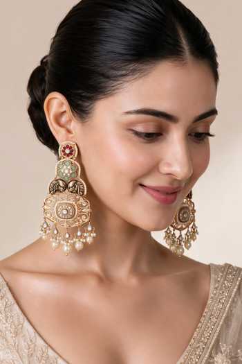 Vivinia By Vidhi Mehra Kundan Pearl Embellished Earrings 