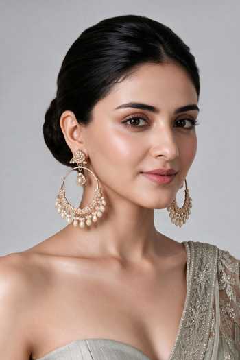 Vivinia By Vidhi Mehra Jadau Pearl Embellished Oversized Hoop Earrings 