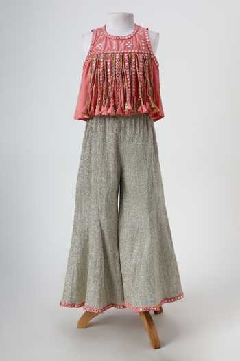 Minime Organics Embroidered Top & Palazzo Set 