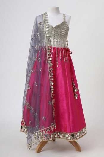 Minime Organics Embroidered Blouse Lehenga Set 