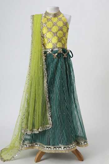 Minime Organics Mirrorwork Lehenga Set 