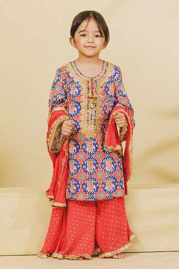 Fayon Kids Patola Print Kurta Sharara Set 
