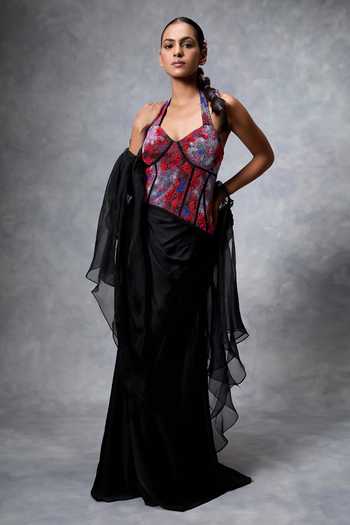 Vrinda Soni Trickle Embroidered Corset Skirt Set 
