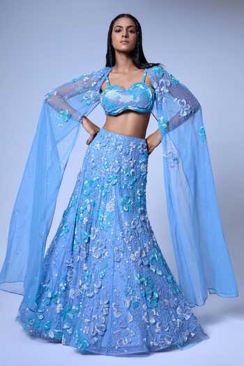Vrinda Soni Floral Burst Cape Lehenga Set 