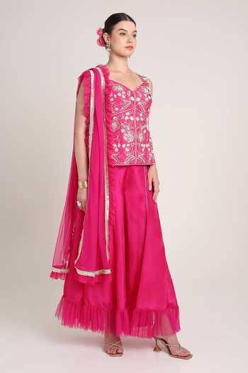 Keith Gomes Embroidered Short Tunic Frill Palazzo Set 