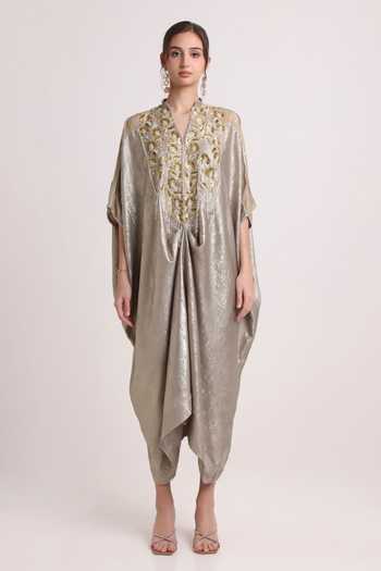 Keith Gomes Sequin Flower Embroidered Kaftan 