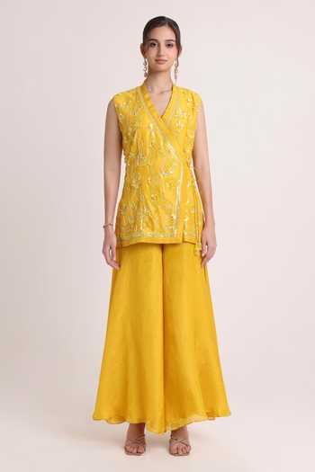 Keith Gomes Embroidered Overlap Tunic & Palazzo Set 