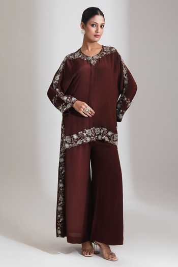 Tanu Malhotra Placement Embroidered Top & Pant Set 