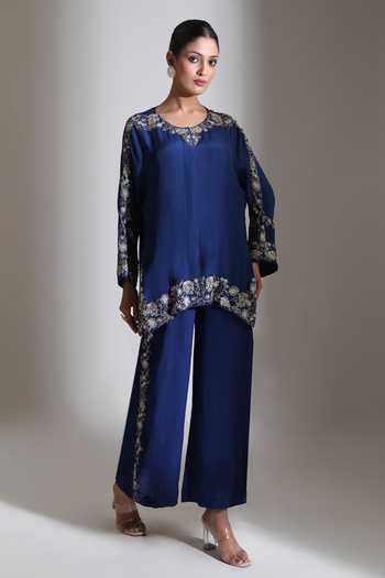 Tanu Malhotra Floral Embroidered Top & Pant Set 