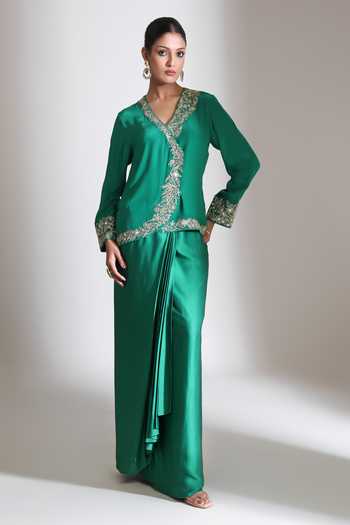Tanu Malhotra Embroidered Jacket & Skirt Set 