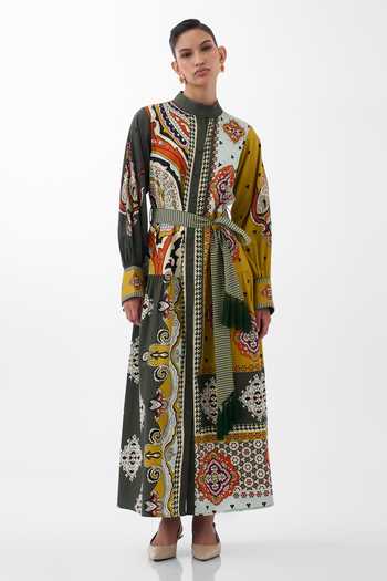 NOIB Celia Mosaic Print Maxi Dress With Belt 