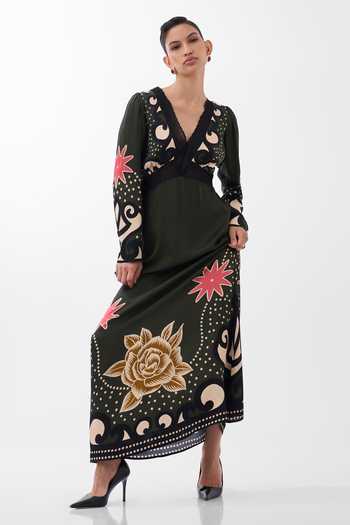 NOIB Aura Old Rose Print Maxi Dress 