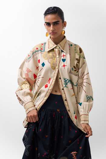 NOIB Xena Postcards & Petals Print Over Shirt 