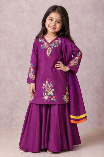 Label Neeti Paisley Embroidered Kurta Palazzo Set 