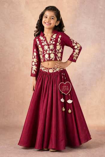 Label Neeti Zari Floral Embroidered Top & Lehenga Set 