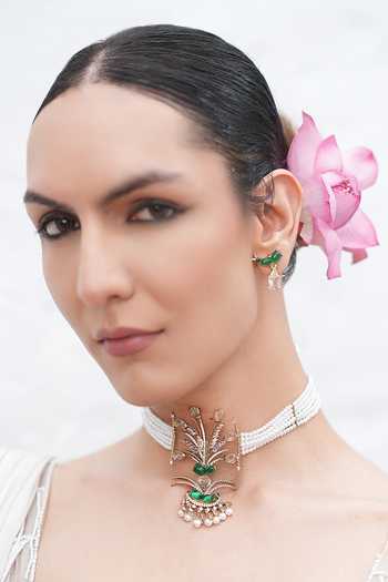 Cao Jewellery Stone Embellished Pendant Choker Set 