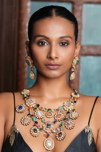 Cao Jewellery Navrattan Embellished Necklace Set 