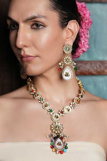 Cao Jewellery Bead Embellished Pendant Necklace Set 