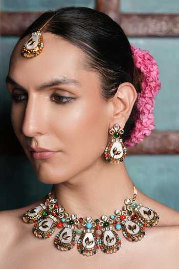 Cao Jewellery Floral Enamelled Necklace Set 