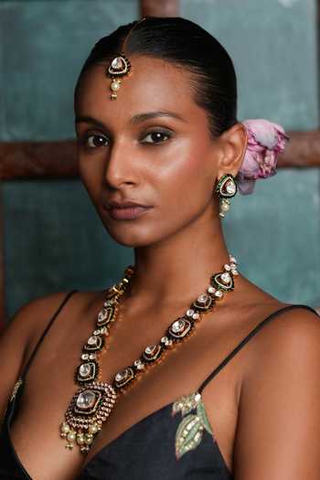 Cao Jewellery Polki Embellished Pendant Necklace Set 