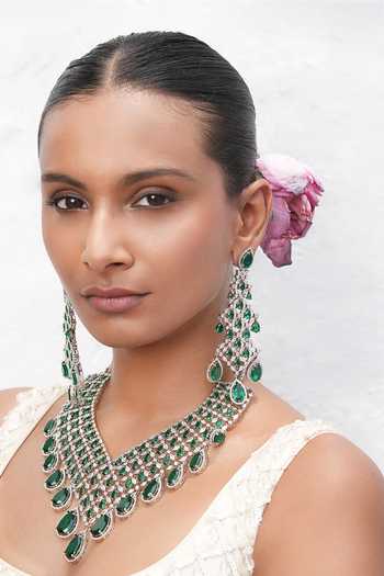 Cao Jewellery American Imitation Diamond Embellished Necklace Set 