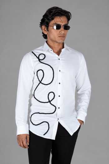 Menoir Tangled White Bead Embroidery Shirt 