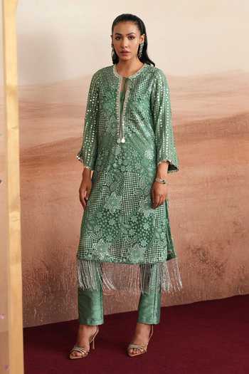 Mustard Moon By Neyha And Vrinda Diya Embellished Kurta & Pant Set