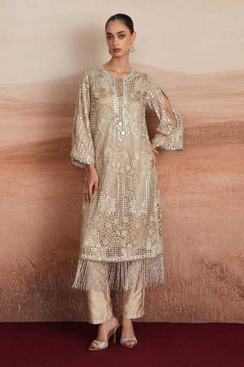 Mustard Moon By Neyha And Vrinda Diya Embellished Kurta & Pant Set