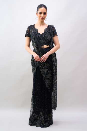 Tarun Tahiliani Embroidered Blouse & Saree Set 