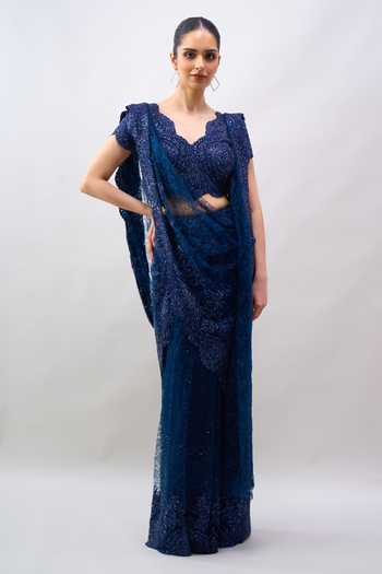 Tarun Tahiliani Embroidered Blouse & Saree Set 
