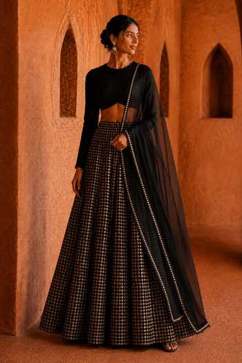 Monk & Mei By Sonia Anand Mehfil Embroidered Lehenga Set 