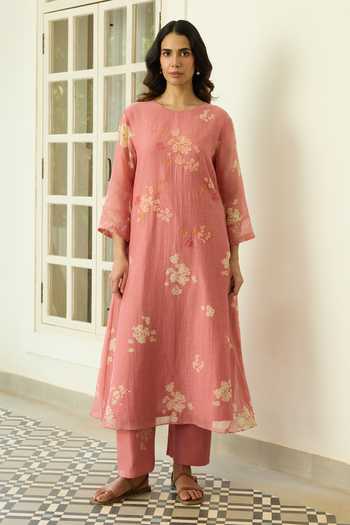 Vaayu Blush Floral Kurta & Pant Co-ord Set 
