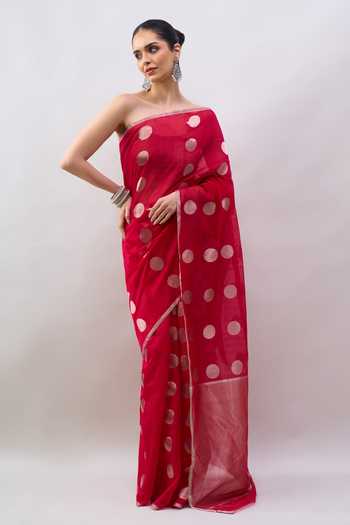 Mint N Oranges Handwoven Chanderi Saree With Running Blouse 