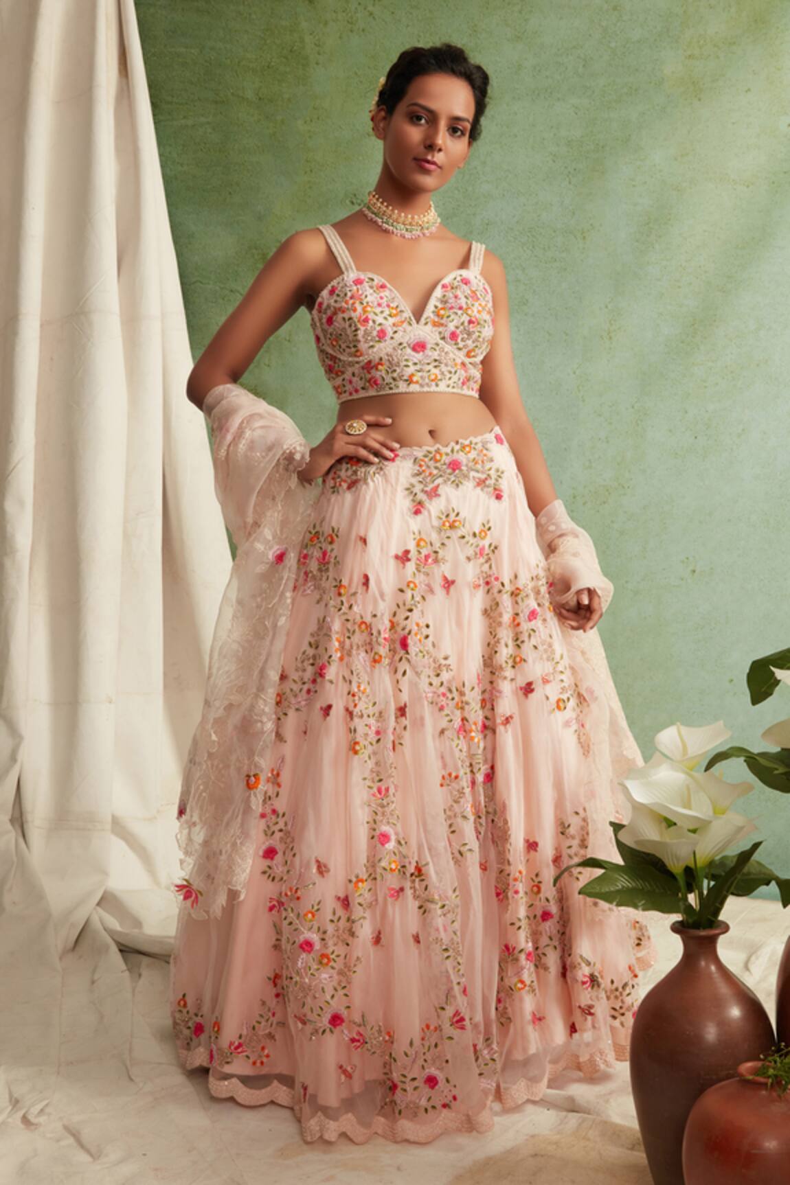 Priyanka Jain Organza Embroidered Bridal Lehenga Set