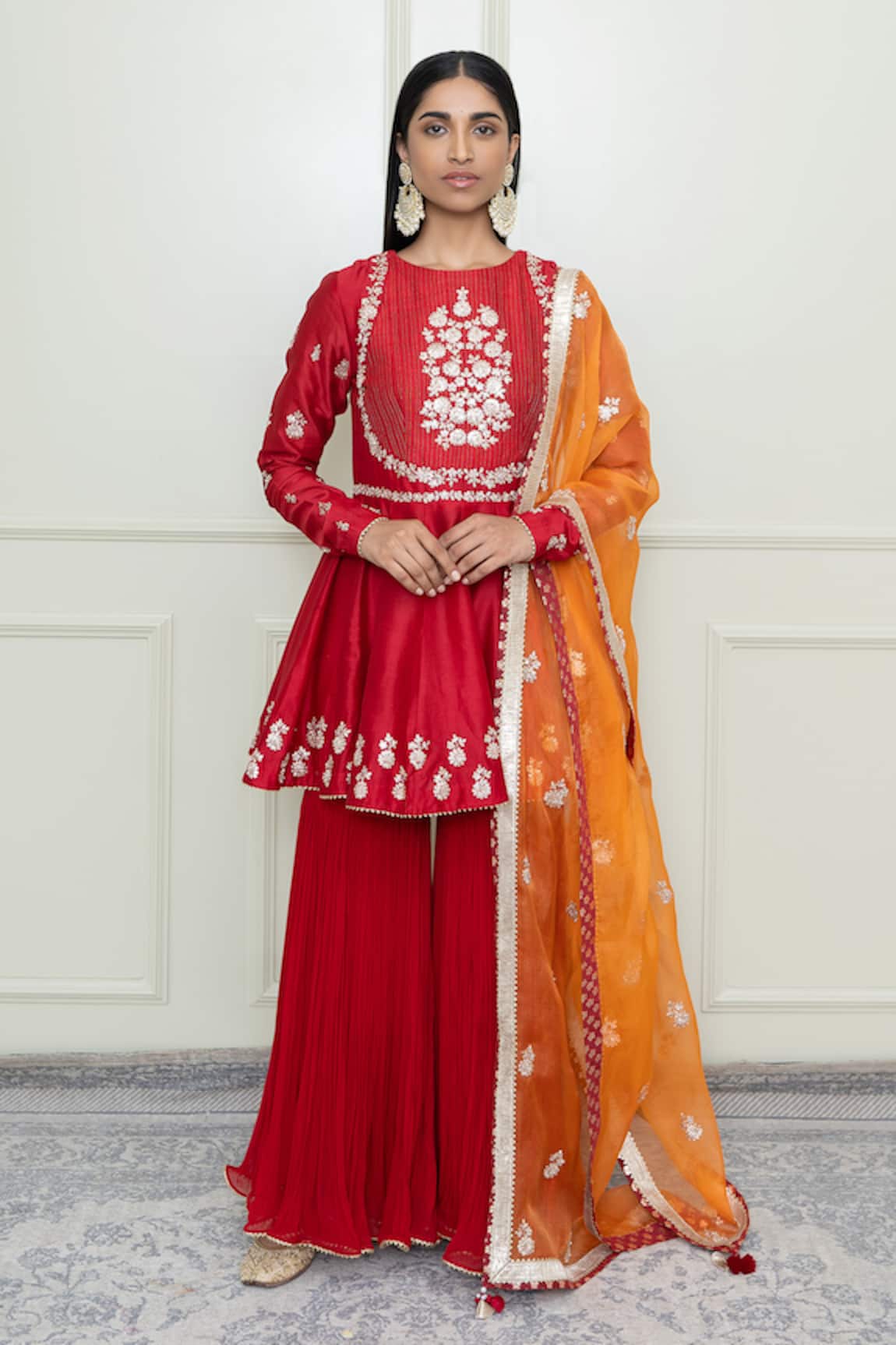 Sheetal Batra Silk Chanderi Peplum Kurta Set 