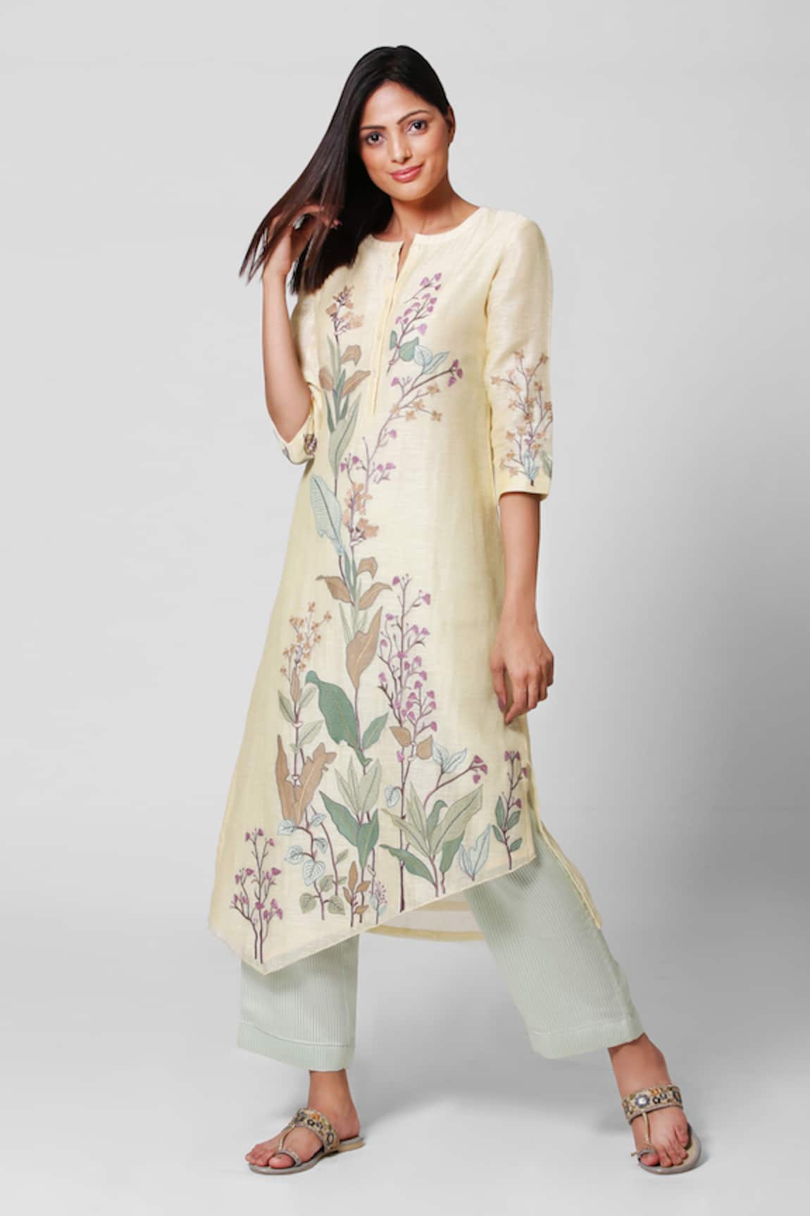 Oja Linen Silk Kurta & Pant Set