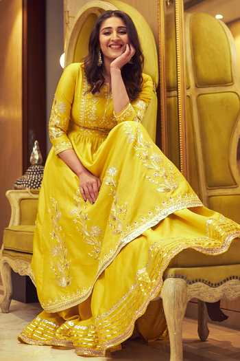 Leela By A Floral Embroidered Anarkali Palazzo Set 