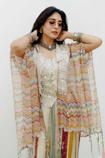 Aseem Kapoor Chevron Print Jacket & Trouser Set 