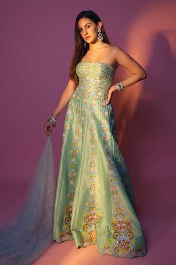 Chamee & Palak Meher Embroidered Corset & Pant Set 