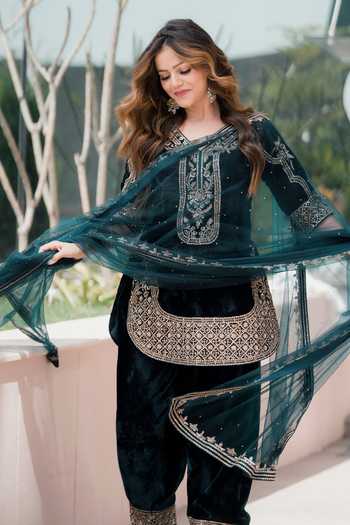 Raj Arora Zari & Sequin Embroidered Kurta Salwar Set 