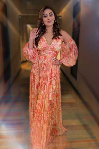 Mandira Wirk Multicolored Halter Neck Maxi Dress 