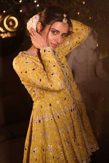 Gopi Vaid Mirror Work Peplum Kurta & Sharara Set 