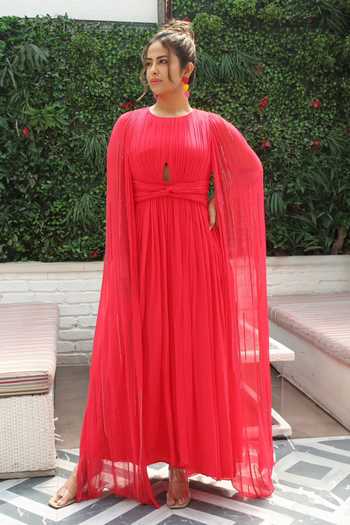 Ewoke Draped Pleated Gown 