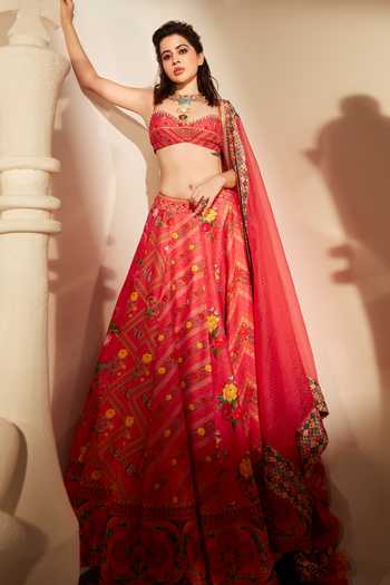 Torani Dil Ruba Aria Chevron Print Lehenga Set