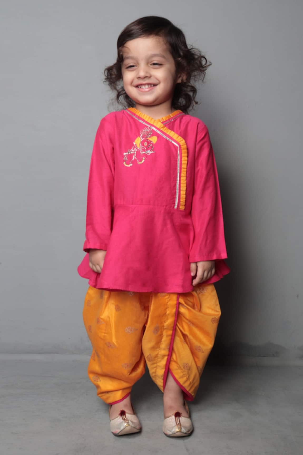 Maaikid Cotton Silk Kurta & Chanderi Dhoti Pant Set
