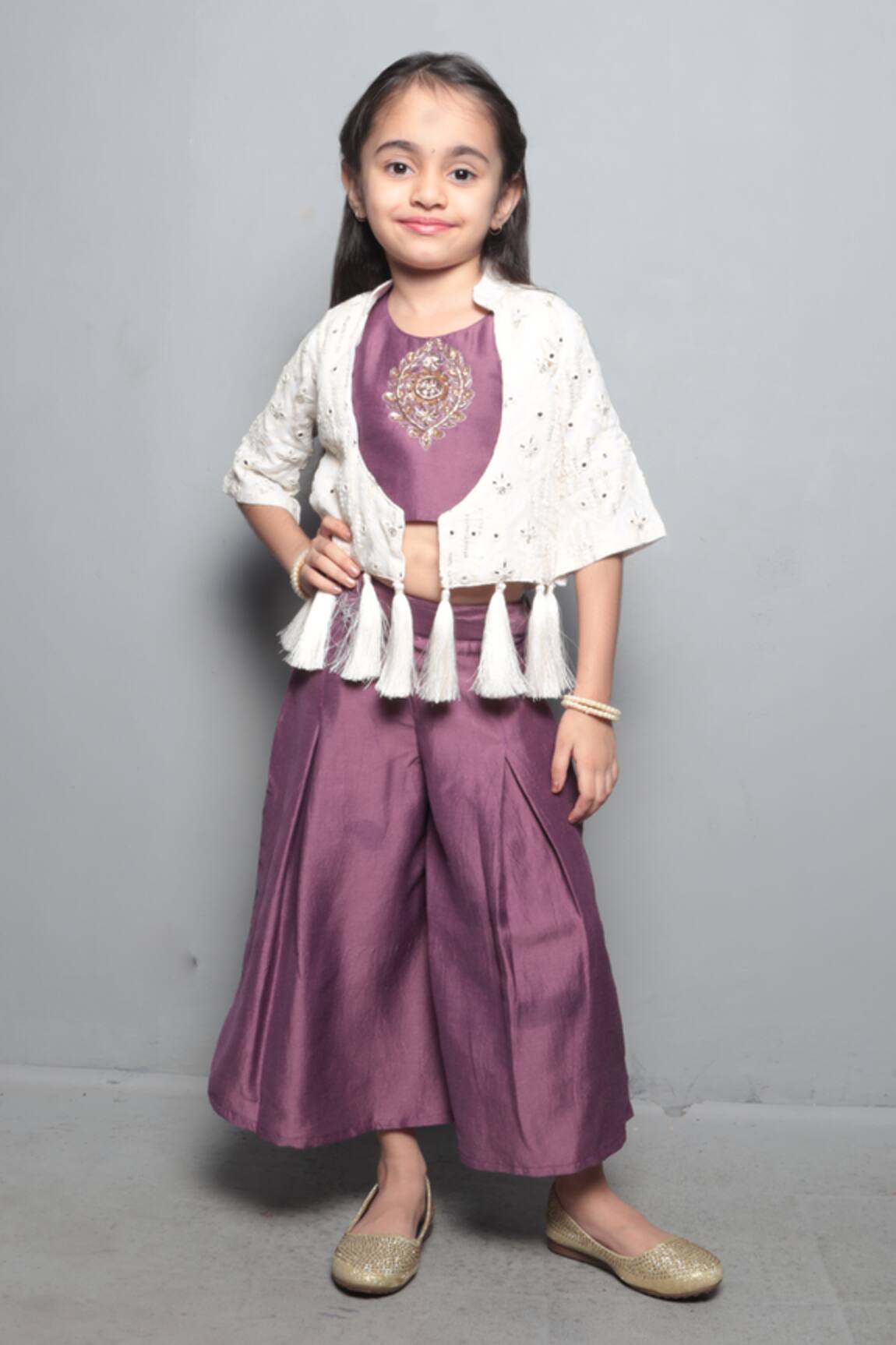 Maaikid Embroidered Jacket & Palazzo Set